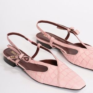 NEW Sies Marjan Anika Leather Croc Flat Sandals SIZE 40.5 in pastel pink
